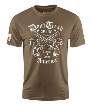 Don't Tread On Me Pistols Short Sleeve Shirt Apparel and Accessories Tan Cotton