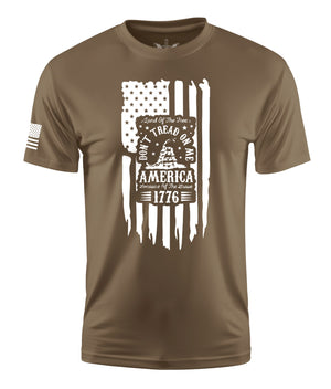 Don't Tread On Me Flag Short Sleeve Shirt Apparel and Accessories Tan Black White Cotton