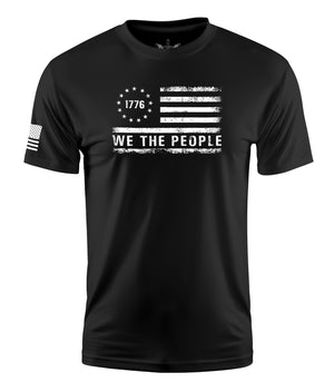 We The People Flag Stressed Short Sleeve Shirt Apparel and Accessories Black Cotton