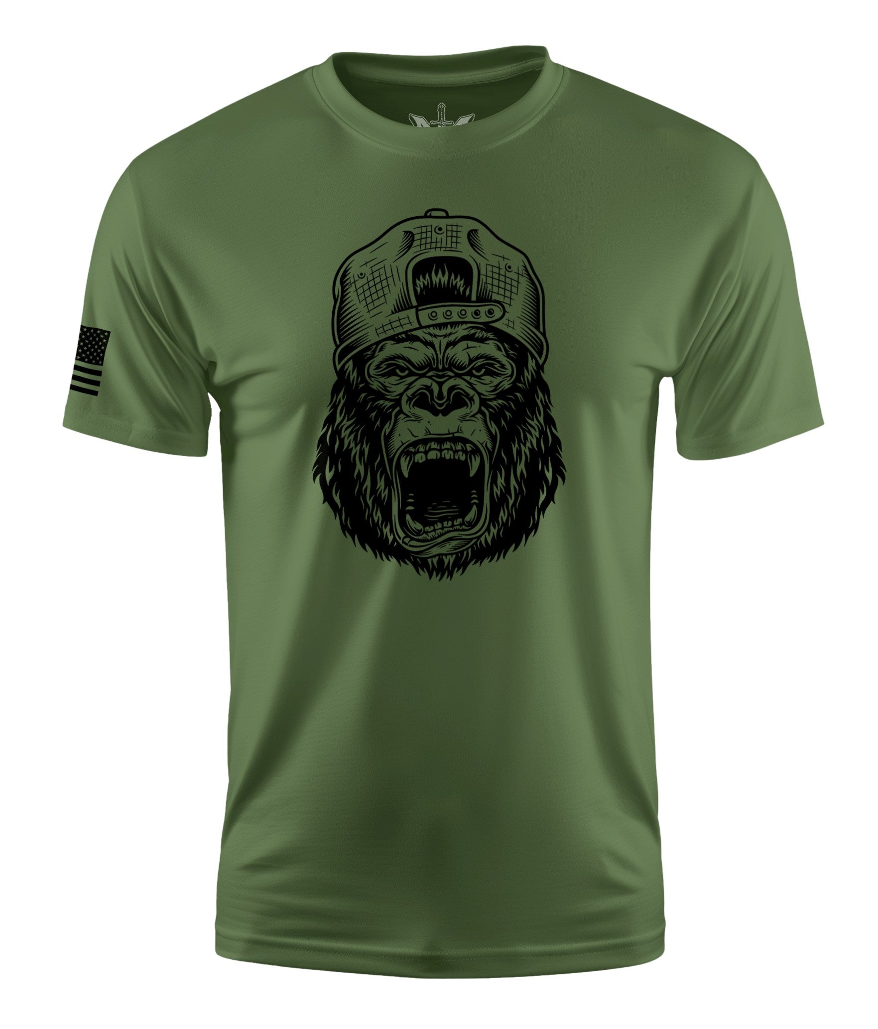 Angry Gorilla Short Sleeve Shirt Apparel and Accessories Military Green Cotton