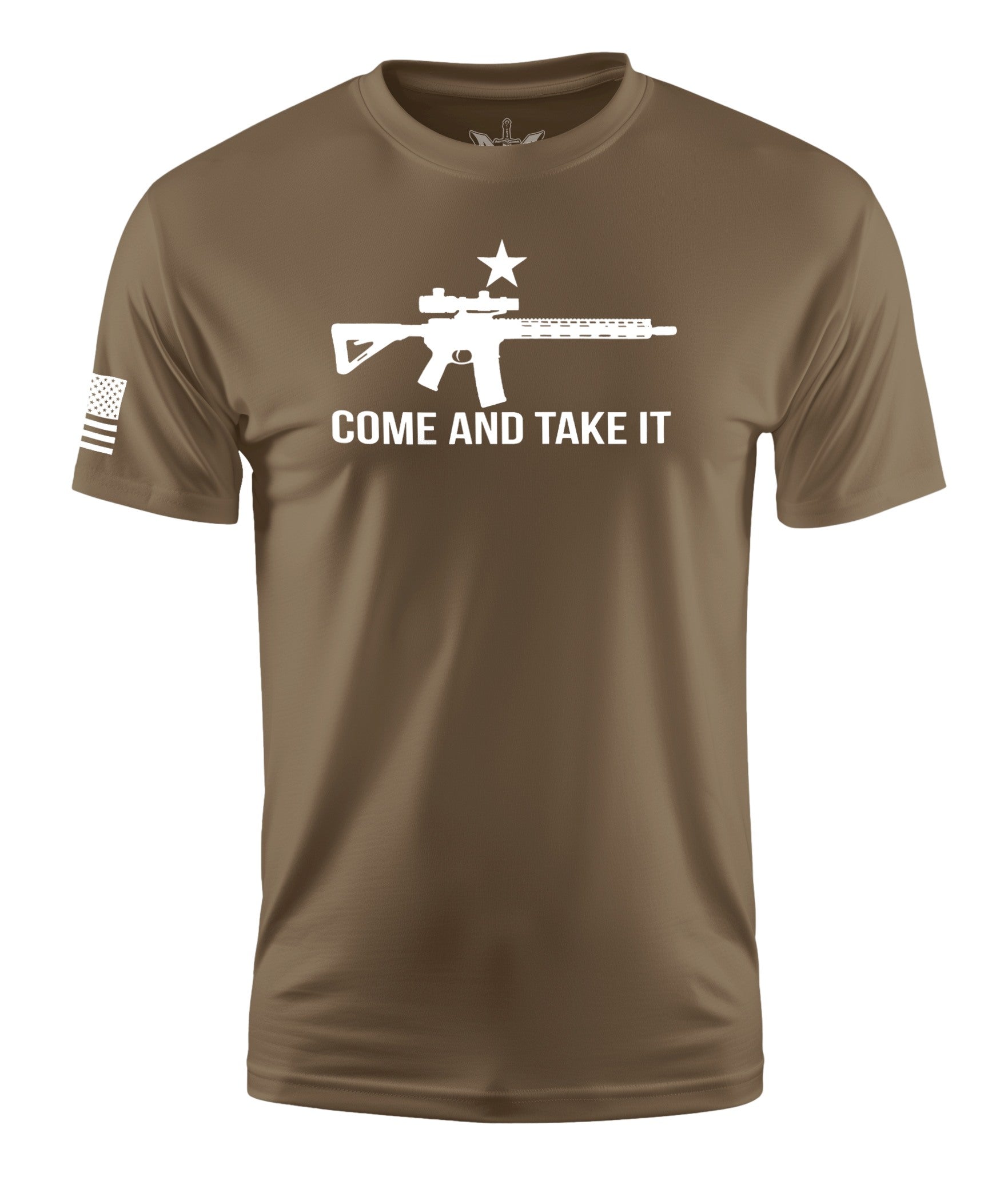 Come And Take It Short Sleeve Shirt Apparel and Accessories Tan Cotton