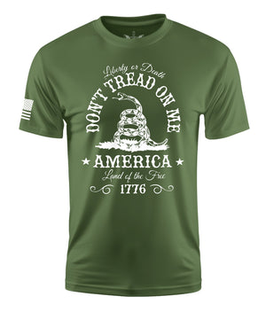 Don't Tread On Me Liberty Or Death Short Sleeve Shirt Apparel and Accessories Military Green Cotton