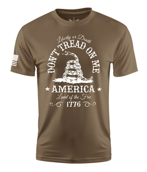 Don't Tread On Me Liberty Or Death Short Sleeve Shirt Apparel and Accessories Tan Cotton