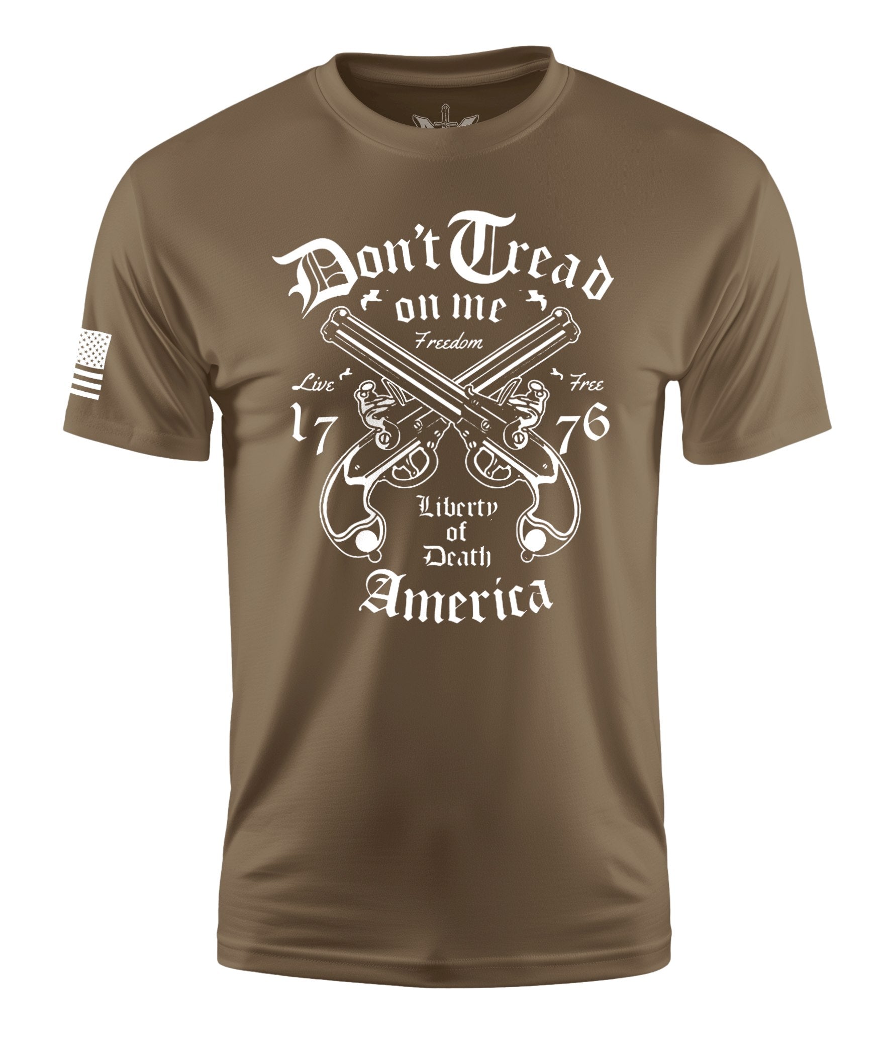 Don't Tread On Me Pistols Short Sleeve Shirt Apparel and Accessories Tan Cotton