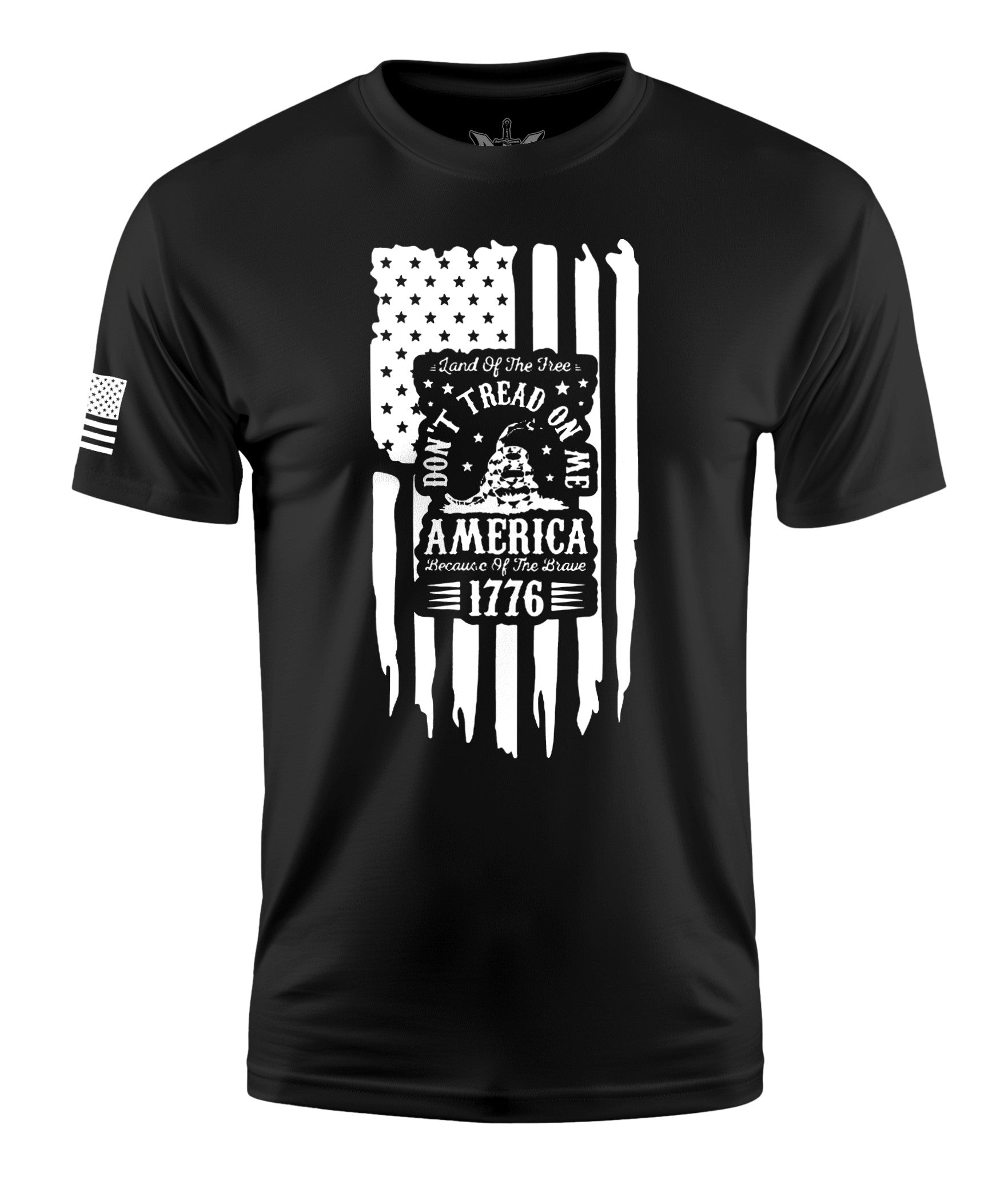 Don't Tread On Me Flag Short Sleeve Shirt Apparel and Accessories Black White Cotton