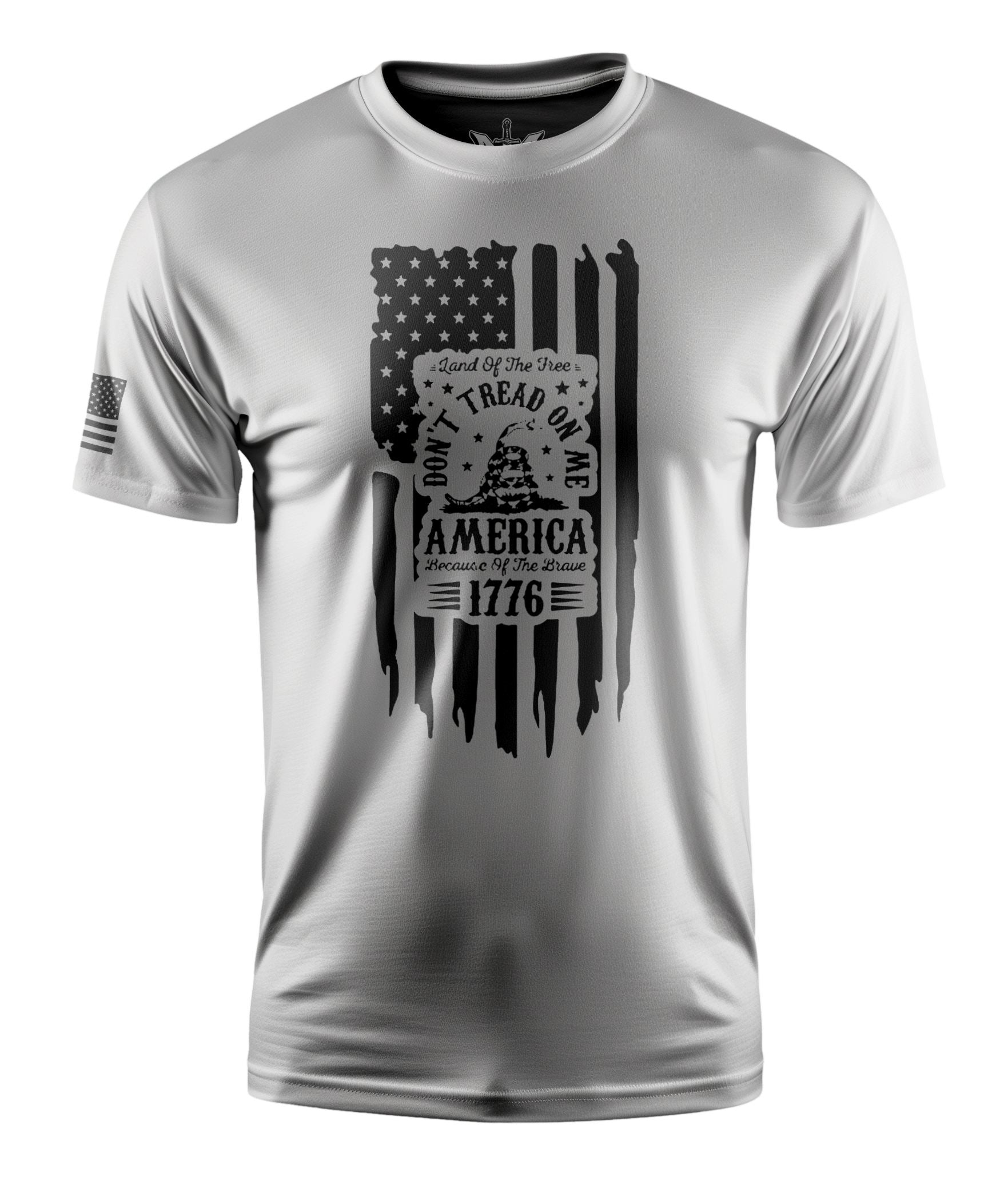 Don't Tread On Me Flag Short Sleeve Shirt Apparel and Accessories White Black Cotton