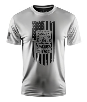 Don't Tread On Me Flag Short Sleeve Shirt Apparel and Accessories White Black Cotton