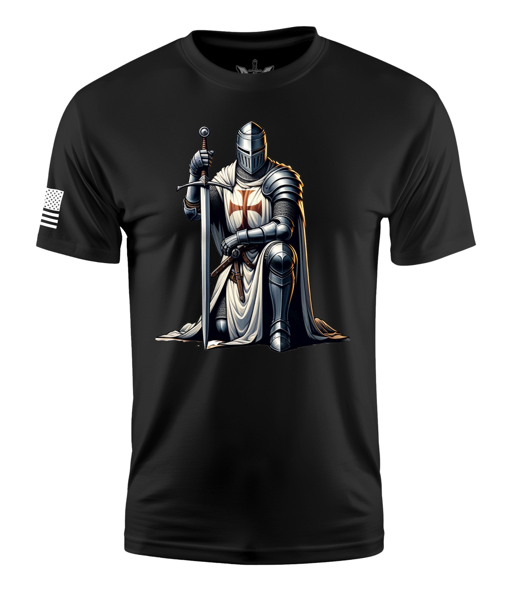 Kneeling Knight 2 Short Sleeve Shirt Apparel and Accessories Black Cotton