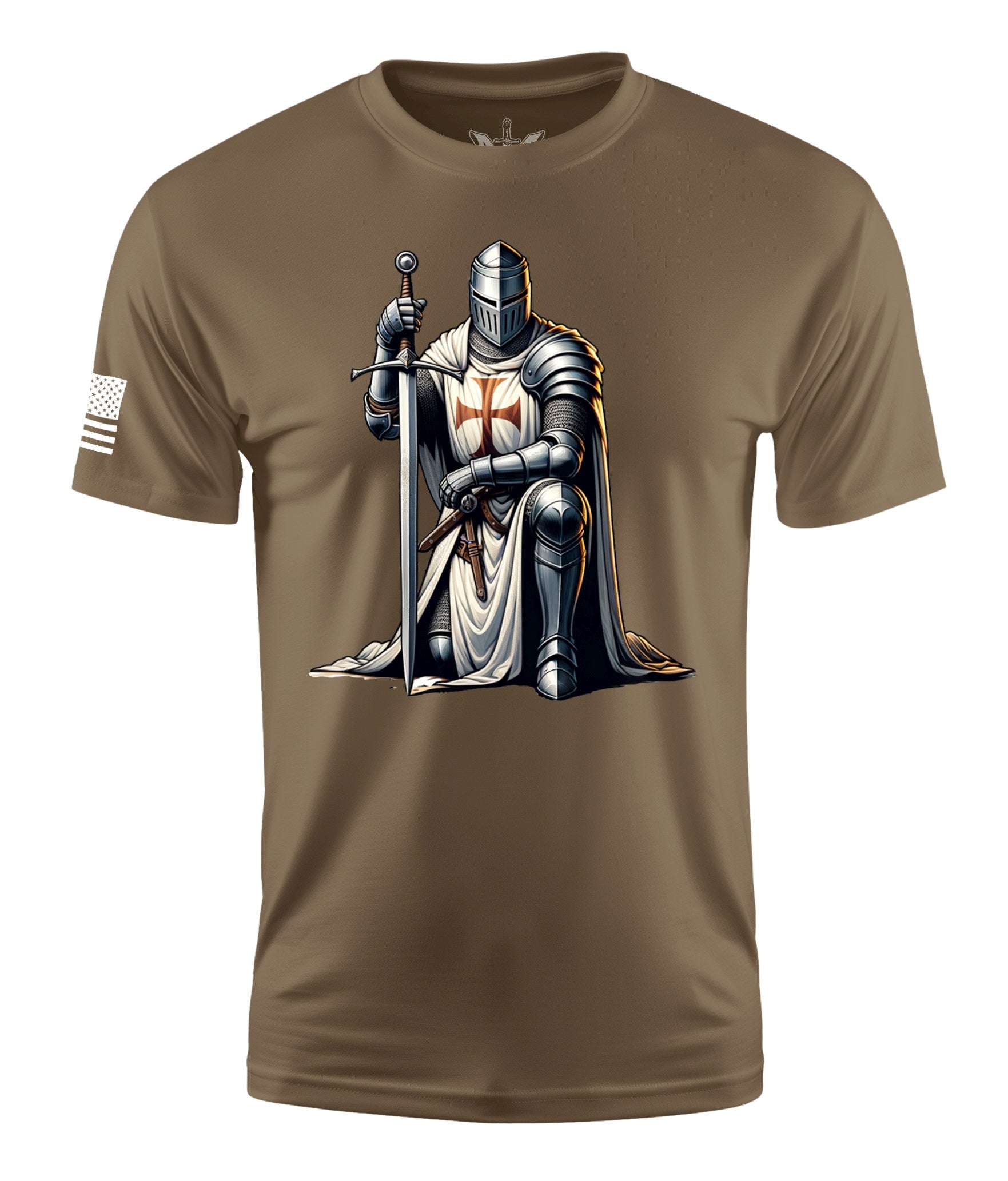 Kneeling Knight 2 Short Sleeve Shirt Apparel and Accessories Tan Cotton