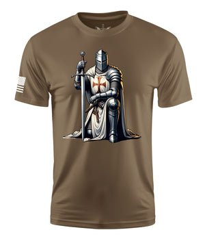 Kneeling Knight 2 Short Sleeve Shirt Apparel and Accessories Tan Cotton