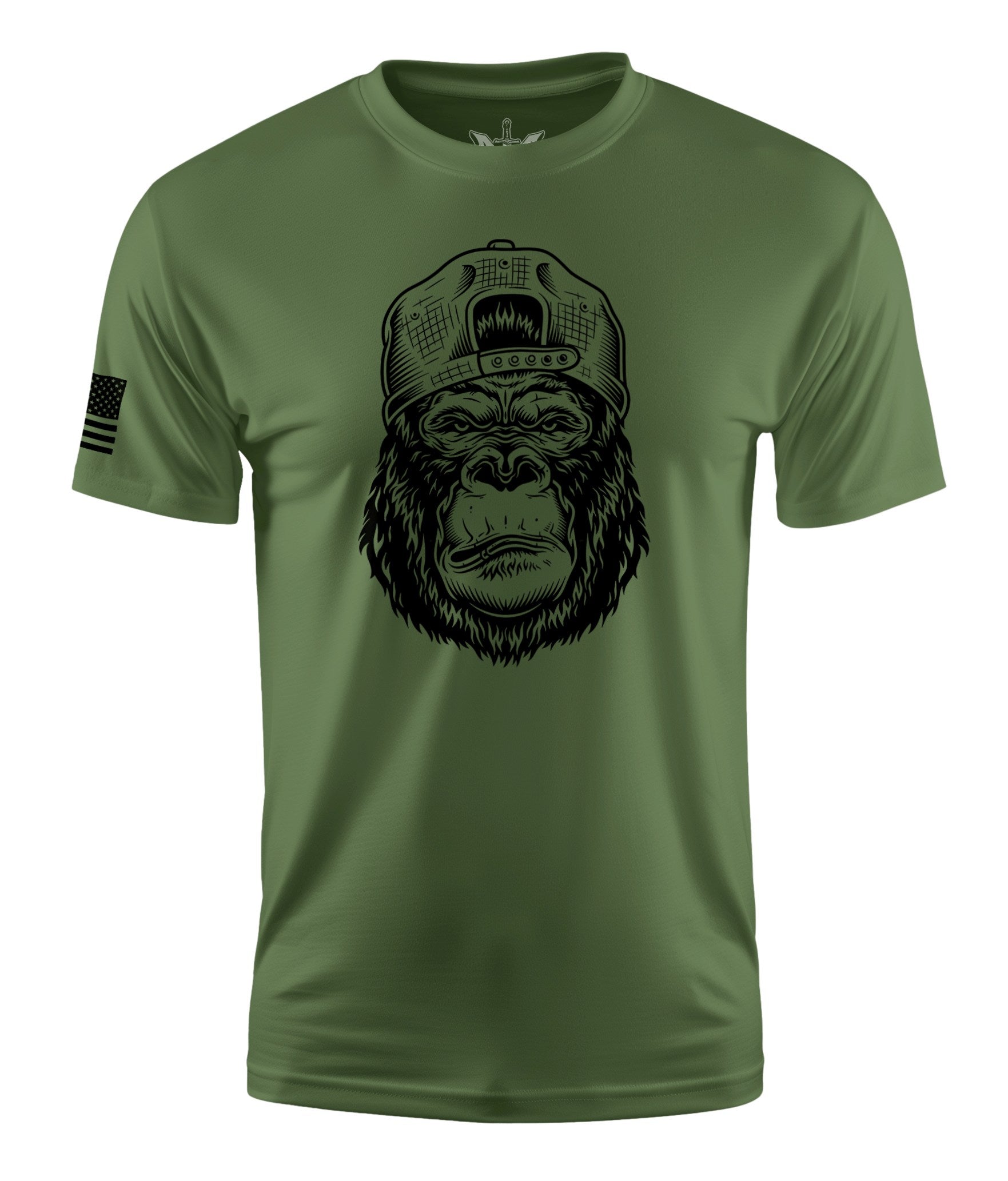 Serious Gorilla Short Sleeve Shirt Apparel and Accessories Military Green Cotton