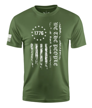 We The People Flag 1776 Betsy Short Sleeve Shirt Apparel and Accessories Military Green Cotton