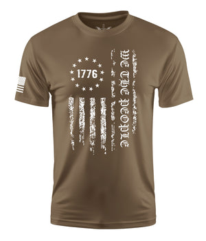 We The People Flag 1776 Betsy Short Sleeve Shirt Apparel and Accessories Tan Cotton