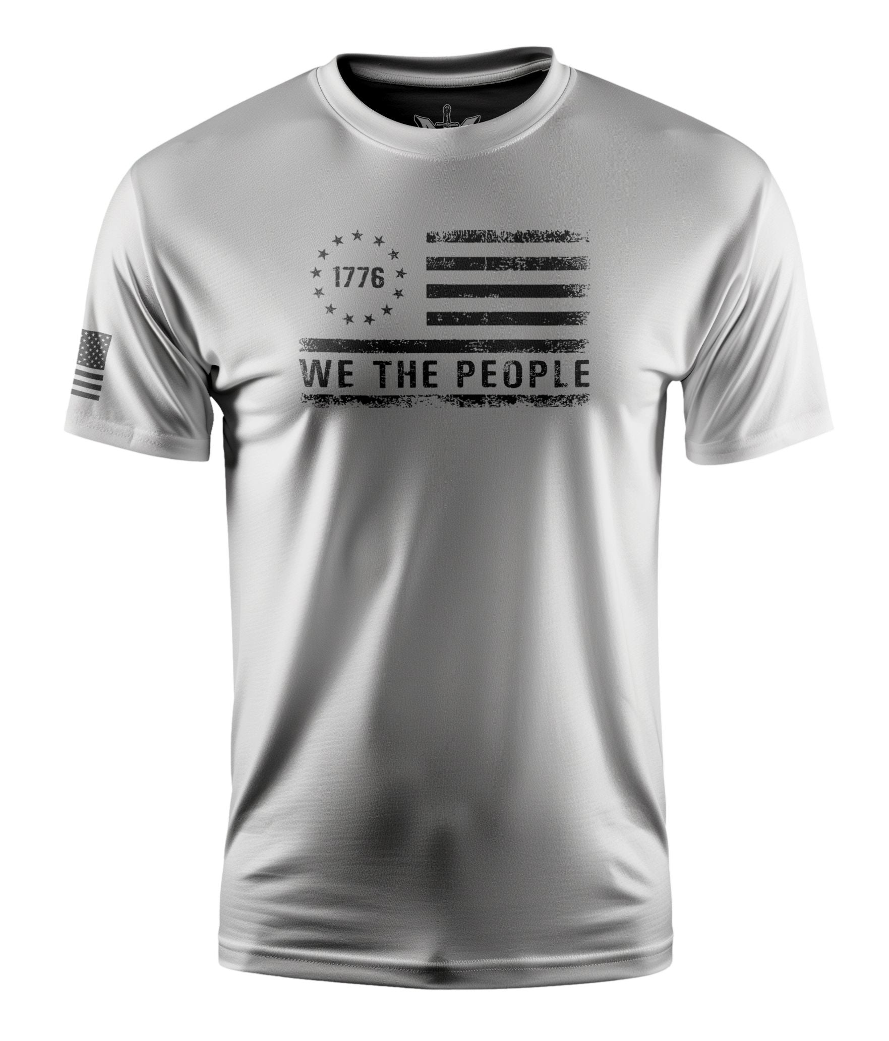 We The People Flag Stressed Short Sleeve Shirt Apparel and Accessories White Cotton