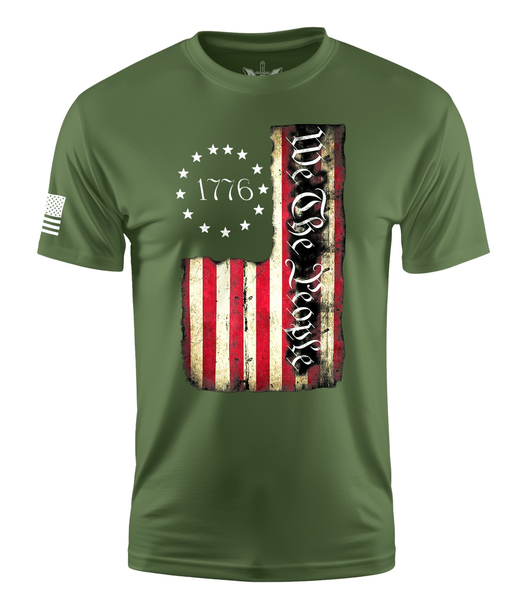 We The People Flag 1776 Betsy Color Short Sleeve Shirt Apparel and Accessories Military Green Cotton