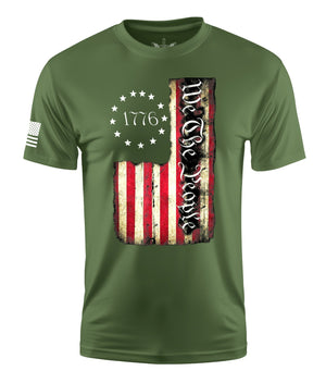 We The People Flag 1776 Betsy Color Short Sleeve Shirt Apparel and Accessories Military Green Cotton